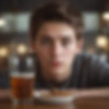 Mental Health Implications of Alcohol Consumption in Youth A thoughtful teenager reflecting on the impact of alcohol on mental health
