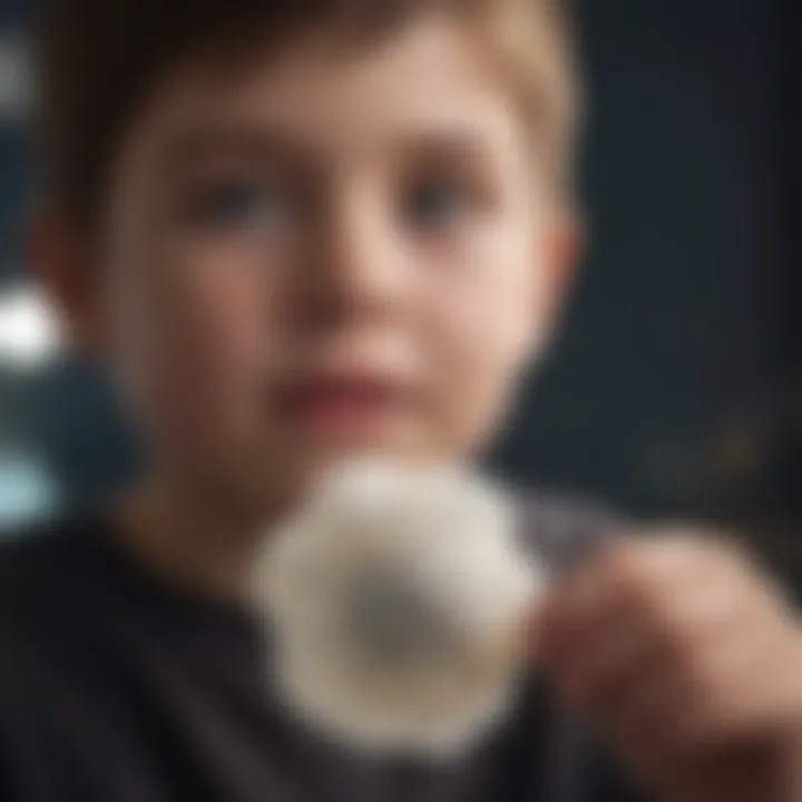 Child holding a plush toy shaped like a bacterium