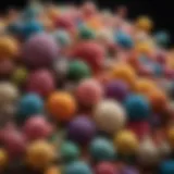 Colorful bacteria plush toys grouped together