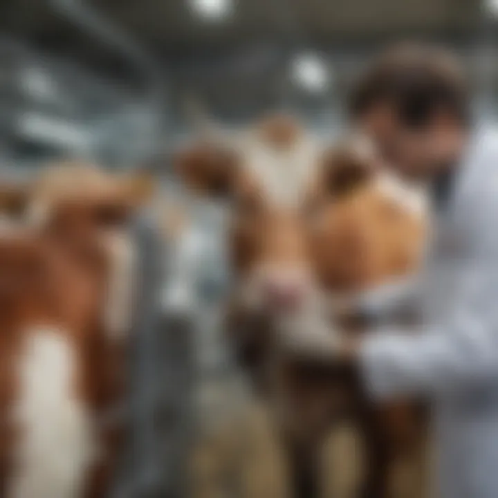 Cattle in a veterinary examination