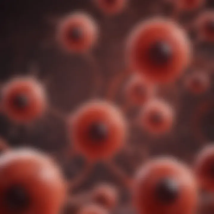 Detailed illustration of malaria parasites within red blood cells