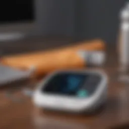 Sleek digital blood pressure monitor on a table