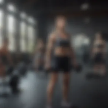 Strength Training in a Group Setting Group fitness class focusing on strength training