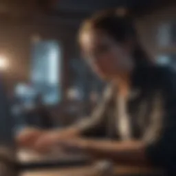 A student programming on a laptop in a study environment