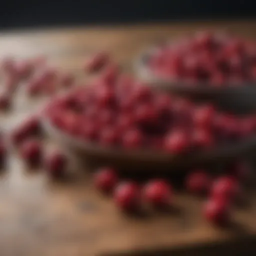 Fresh cranberries on a wooden table