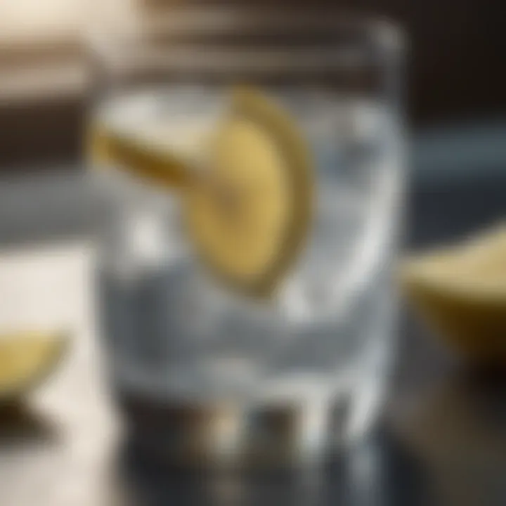 A glass of water with lemon slices