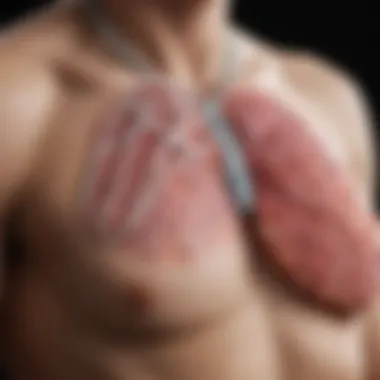 Illustration depicting diagnostic techniques for pleural mesothelioma