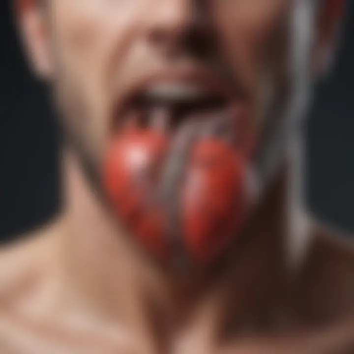 A detailed diagram showing the symptoms of heart disease and anxiety.