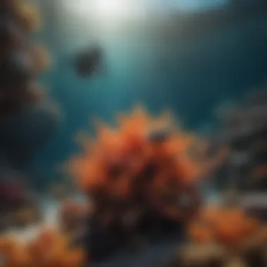 Exploring Coral Reefs with Diving Drones A sleek diving drone gliding through vibrant coral reefs.