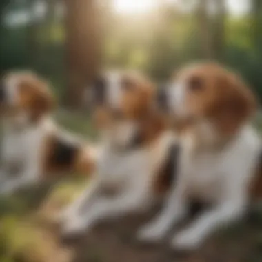 Beagles: Companions with Remarkable Lifespans A group of Beagles resting in the sun.