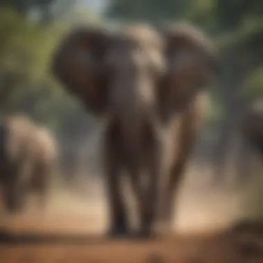 The Majesty of Elephants in the Wild A majestic elephant roaming freely in its natural habitat