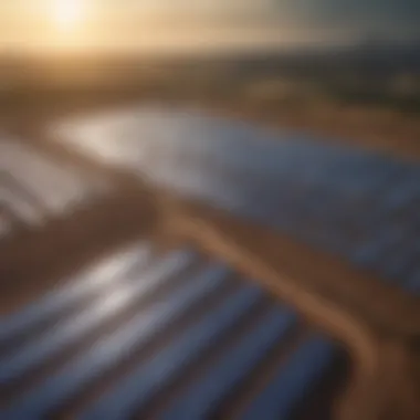 A landscape with solar farms contributing to sustainable energy