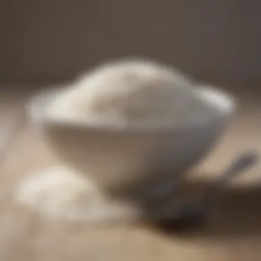 A bowl of white rice with a spoon, highlighting its nutritional aspects.