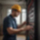 Electrician working on wiring systems in a residential setting