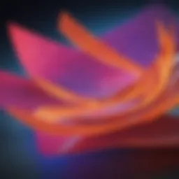 A close-up view of electroluminescent paper glowing in various colors