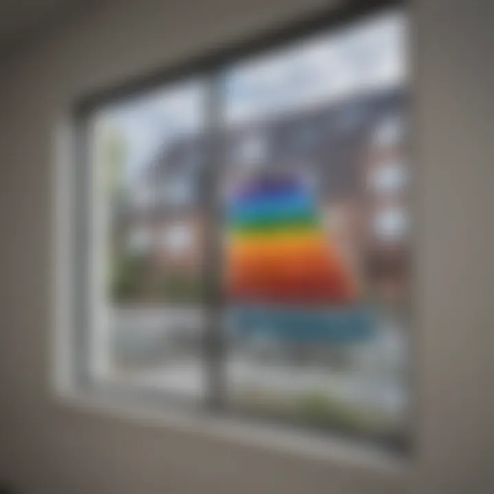 Diagram illustrating the energy-saving benefits of heat-reflective windows in a building.