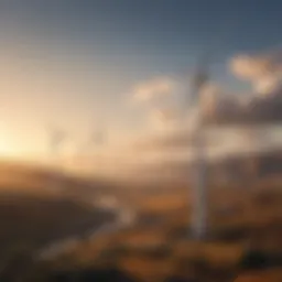 Wind turbine farm generating clean energy