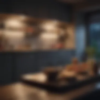 A serene nighttime kitchen setting with snacks