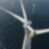 Aerial view of an offshore wind farm harnessing renewable energy