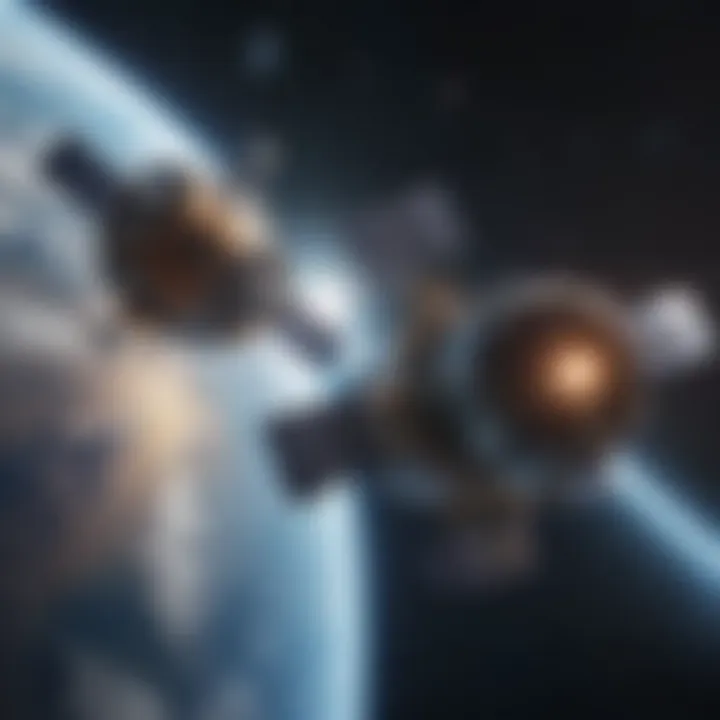 A visualization of artificial satellites in space.