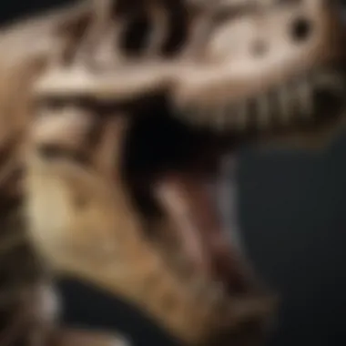 Detailed view of a Tyrannosaurus rex skull highlighting its formidable teeth