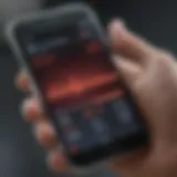 Close-up of smartphone displaying heart rate data