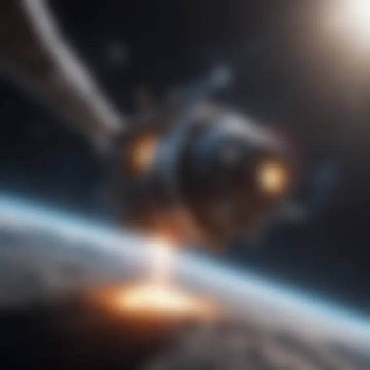 Modern spacecraft in action during a mission