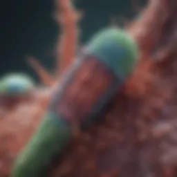 Illustration of bacteria interacting within the gastric environment