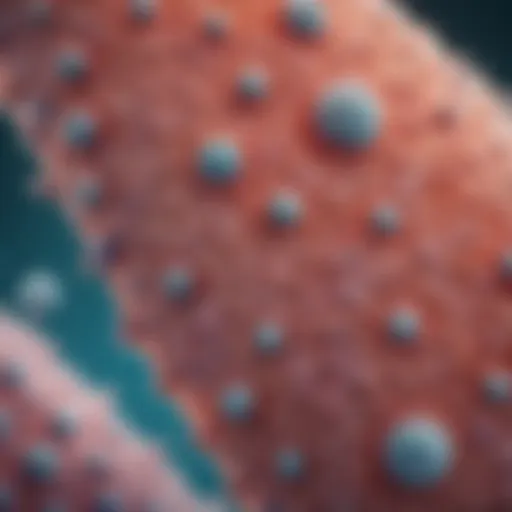 Microscopic view of keratinocytes exhibiting atypical features.