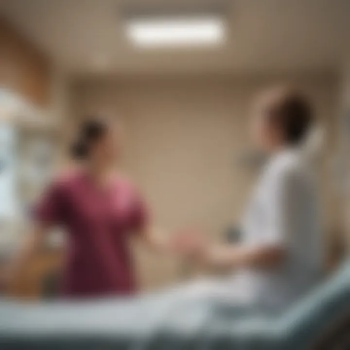 A clinician engaging with a patient within the treatment room