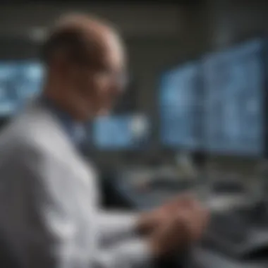 A researcher analyzing data in a laboratory setting