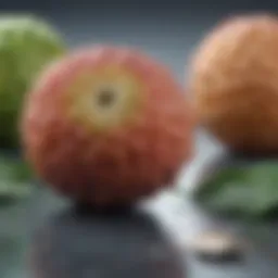 Noni fruit with a backdrop of laboratory research