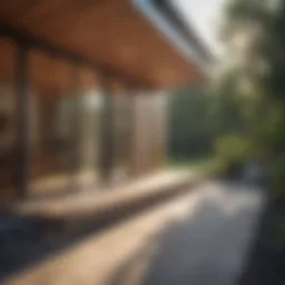 Illustration of a modern building utilizing passive solar design techniques