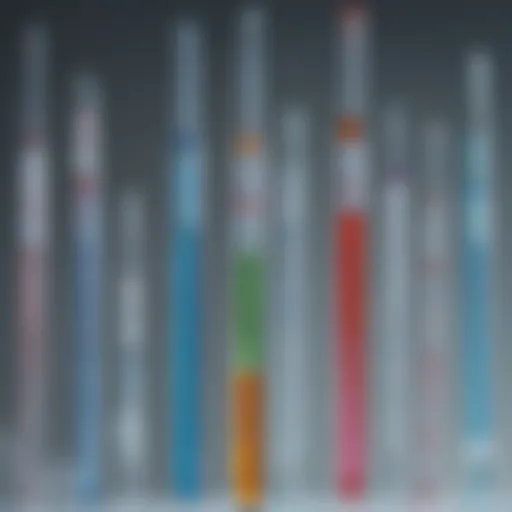 Detailed view of various pipette types used in laboratories