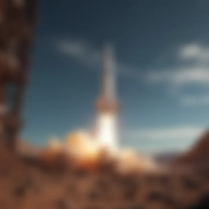 A futuristic rocket launch from a private space company.