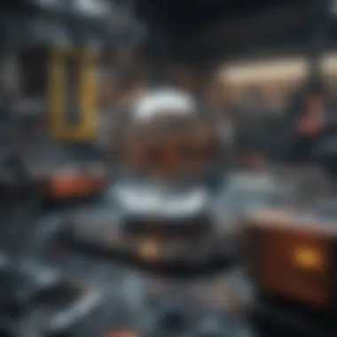 Transforming Industries with Quantum Tech A futuristic visualization of industries transformed by quantum technology.