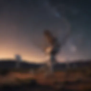 Exploring the Cosmos with Radio Telescopes A radio telescope scanning the night sky for extraterrestrial signals