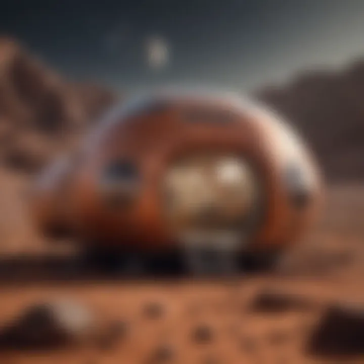 A futuristic habitat module on Mars