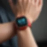 Smartwatch displaying blood pressure readings