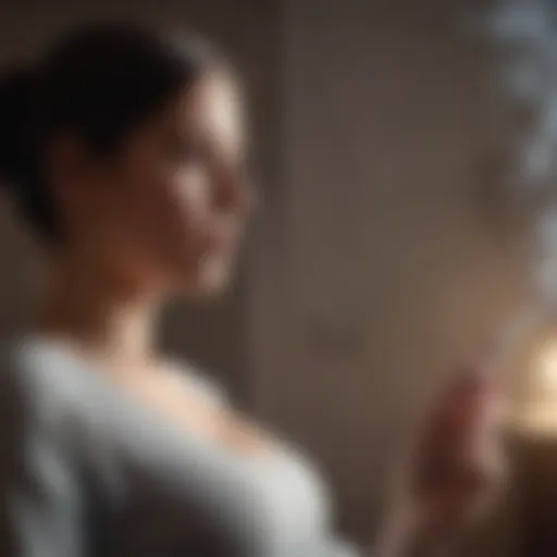 Pregnant woman contemplating the effects of smoking
