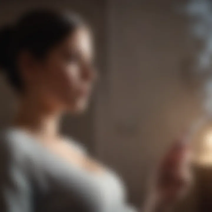 Pregnant woman contemplating the effects of smoking