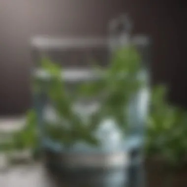 Importance of Hydration in Skincare A serene glass of water surrounded by fresh herbs, emphasizing hydration.