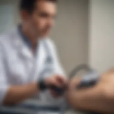Healthcare Professional Reviewing Blood Pressure Readings A healthcare professional reviewing blood pressure readings in the context of arrhythmias.