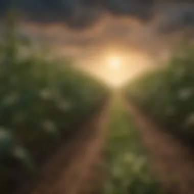 Thriving GM Crops A vibrant field of genetically modified crops thriving under the sun
