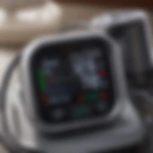 High-tech blood pressure monitor displaying readings