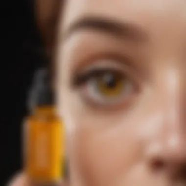 A soothing eye dropper filled with turmeric-infused oil