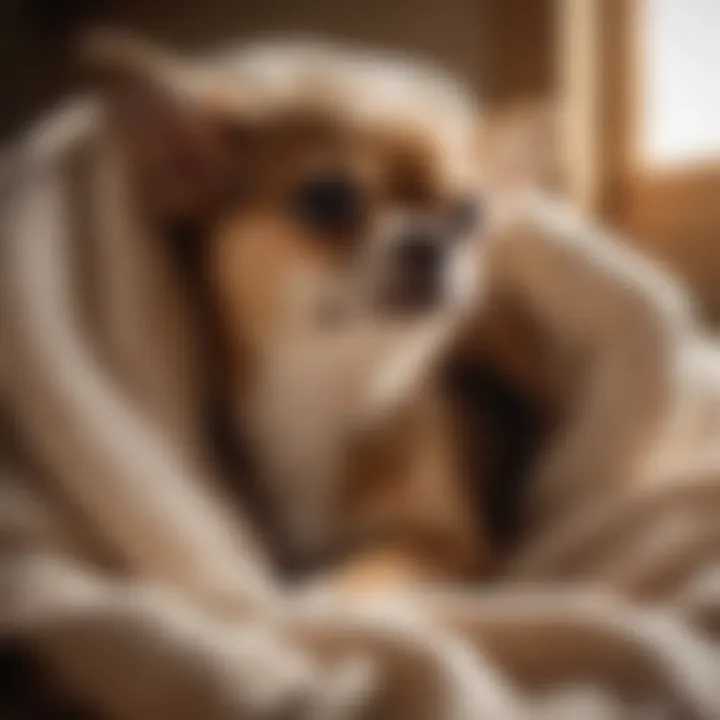 Chihuahua resting with a warm blanket