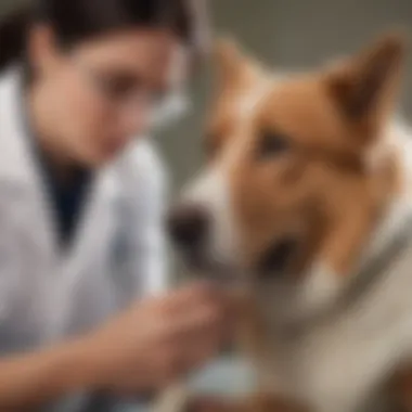 Vet examining a dog for allergies