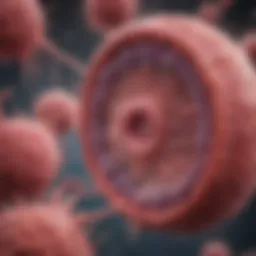 A detailed illustration of colon cancer cells spreading to other organs.