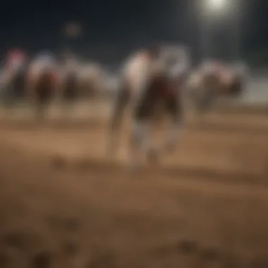 The Thrill of Greyhound Racing An overview of a greyhound racing track highlighting the excitement of the sport.